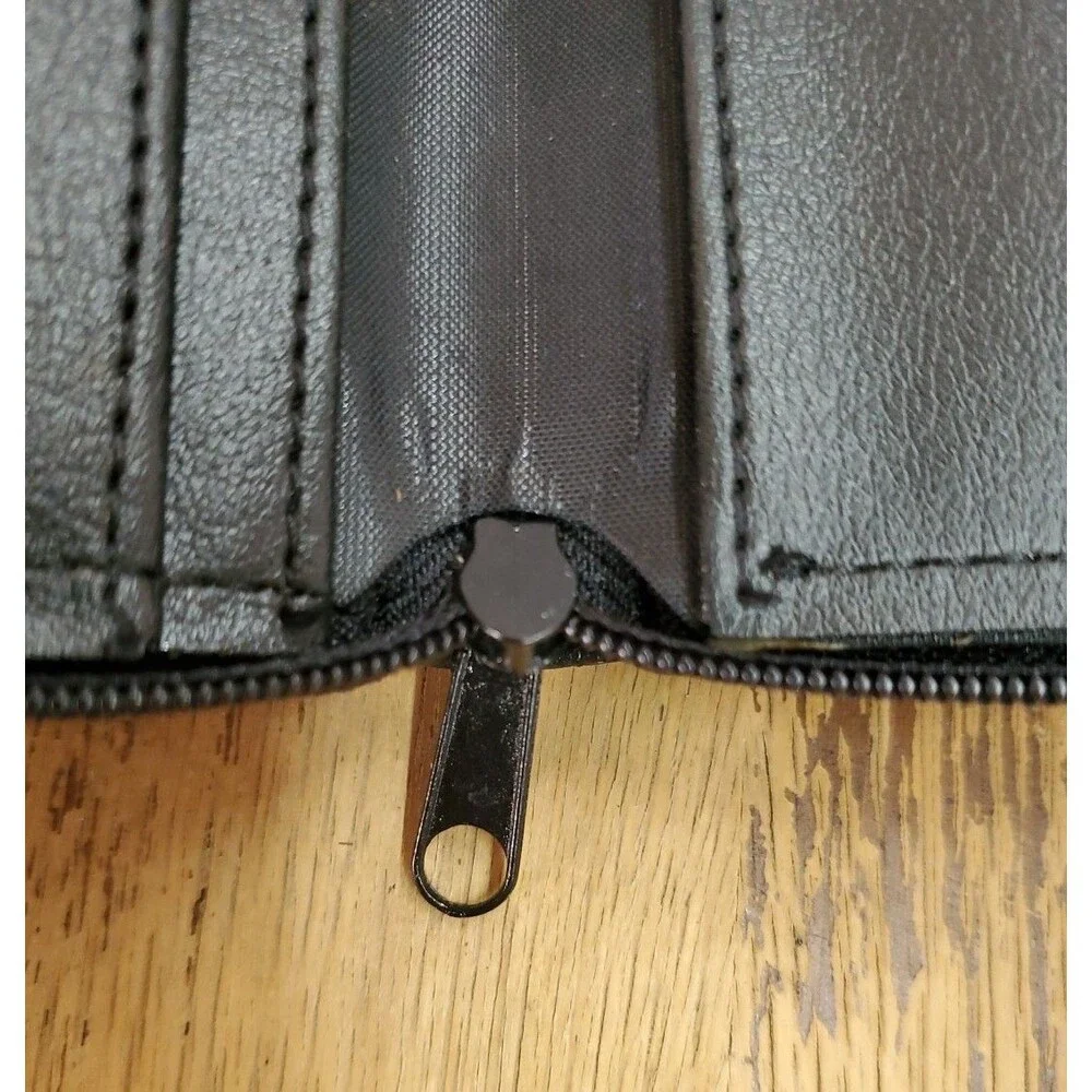 Vintage Samsonite Black Leather Travel Wallet Card Passport ID Holder Case Zip